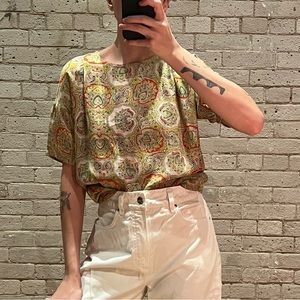 Velour effortless style patterned blouse | size small